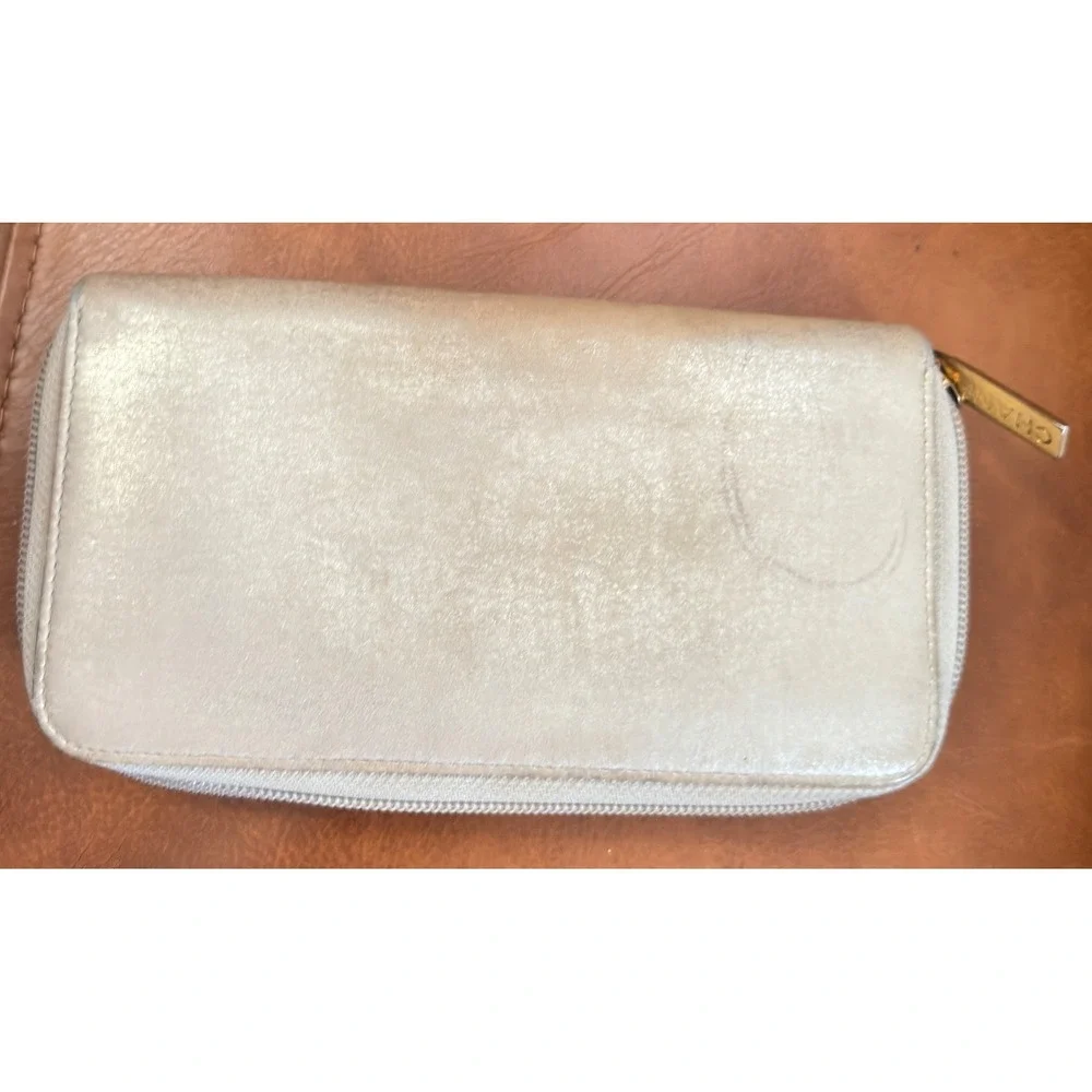 Chanel Timeless CC Zip Around Long Wallet Metallic Champagne Gold Leather Italy